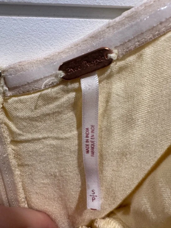 Free People Sheer Bliss Strapless Butter Yellow Lace Ruffle Maxi Dress - Picture 10 of 12